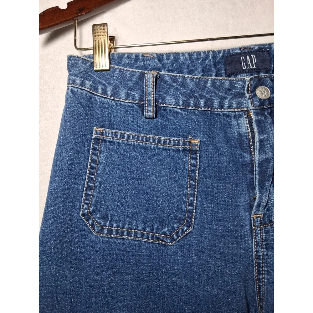 GAP Loose Mid Rise Relaxed Wide Straight Leg Sz 16 Denim Jeans Patch Pockets Y2K